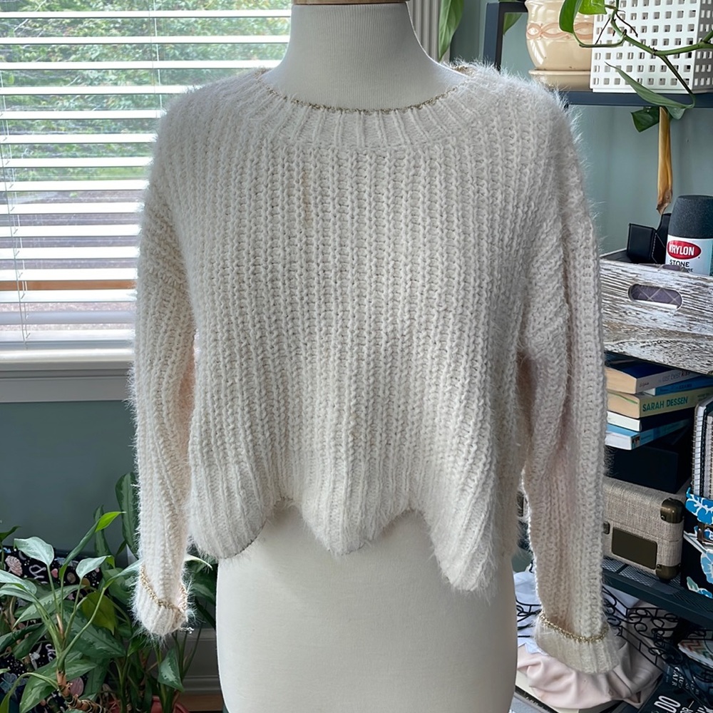 Ivory Rose Eyelash Sweater